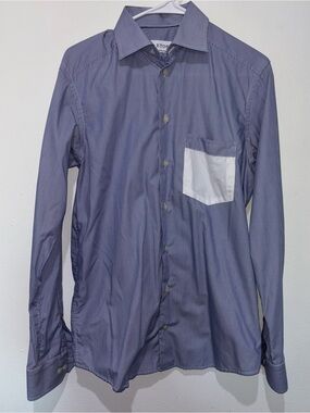 ETON Contemporary Striped Dress Shirt Size 38/15 with White Pocket